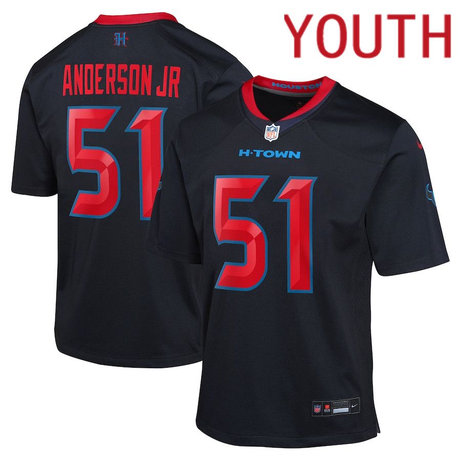Youth Houston Texans #51 Will Anderson Jr. Nike Navy 2nd Alternate Game NFL Jersey->->Youth Jersey